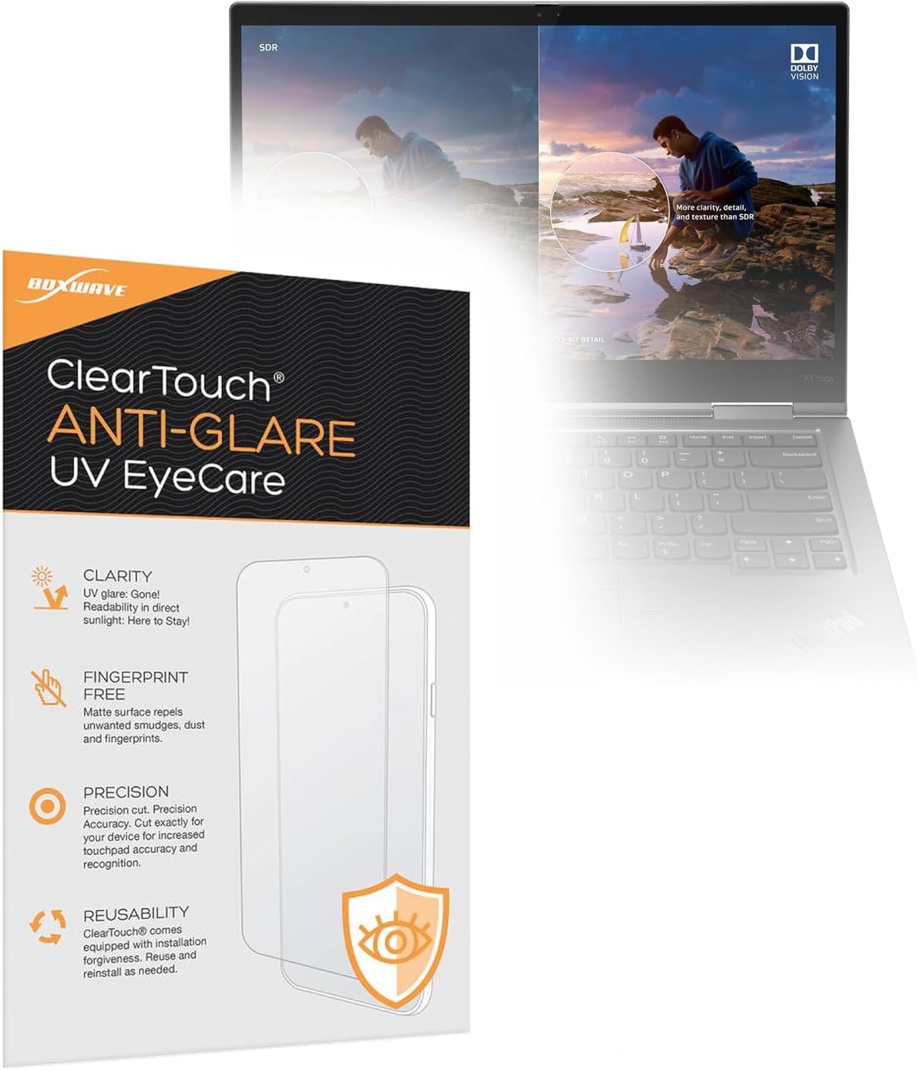 BoxWave Screen Protector Compatible with Lenovo ThinkPad X1 Yoga Gen 5 (14 in) - ClearTouch Anti-Glare Anti-UV EyeCare (2-Pack), Filters Out Harmful Blue Light Reduce Fatigue