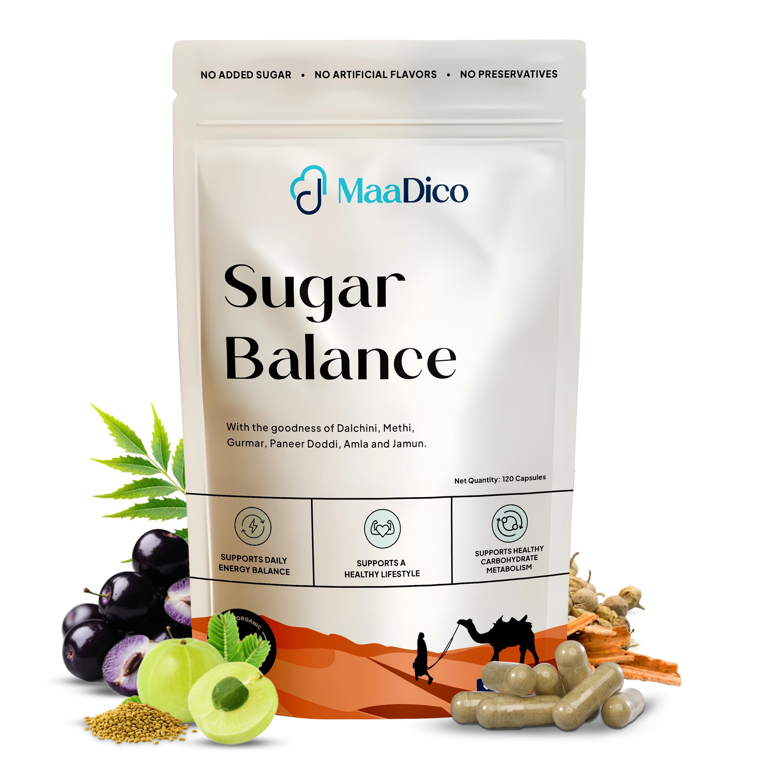 Maadico Diabetes Care Powder, 100 Gms | With Right Blend Paneer Dodi, Gurmar, Methi, Jamun & Essential Herbs | Diabetic Care For Regulating Blood Sugar & Glucose Levels | Strengthens Immunity-image-28