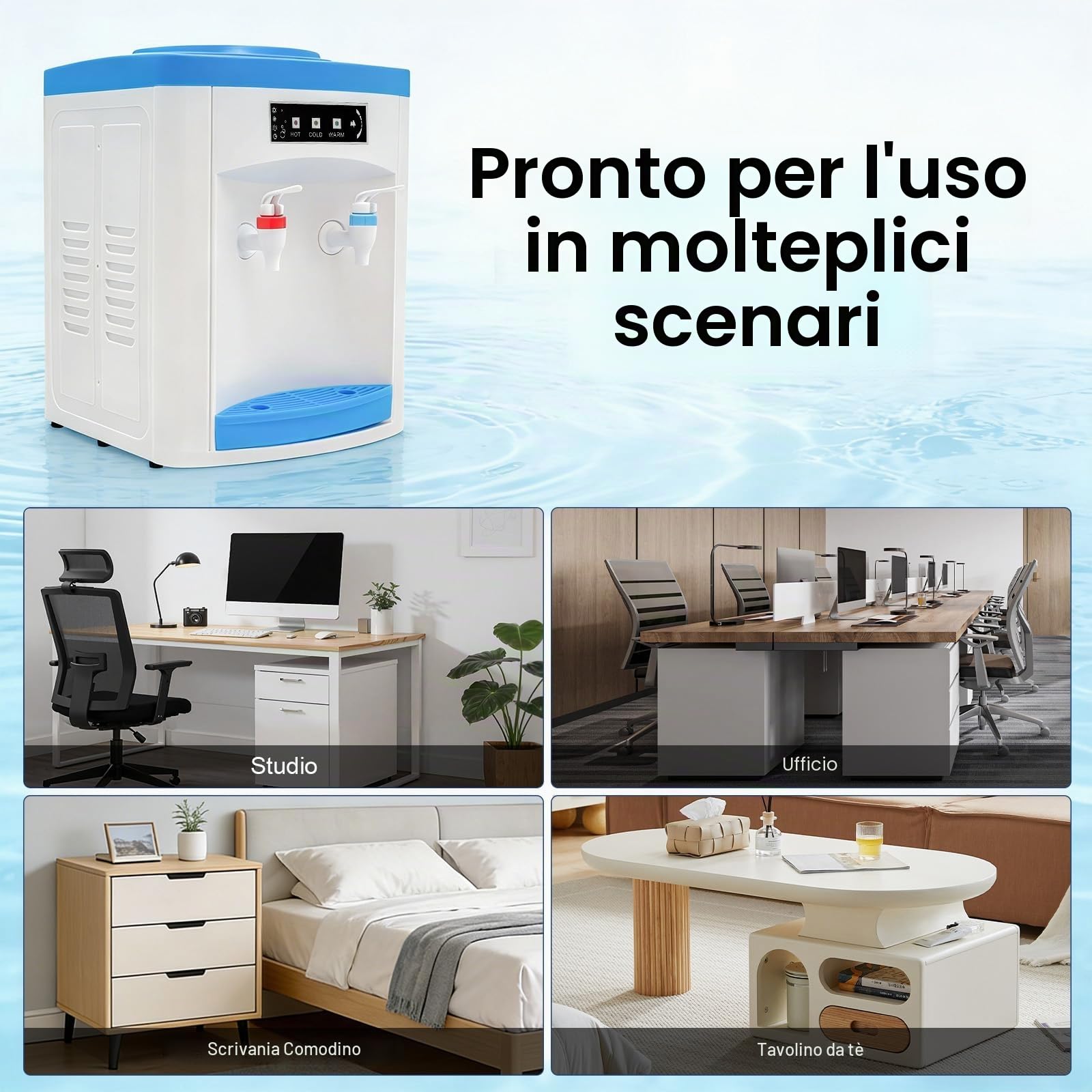 Distributore di acqua fredda per acqua calda fredda, 550 W, 19 l, in acciaio inox e plastica, da scrivania