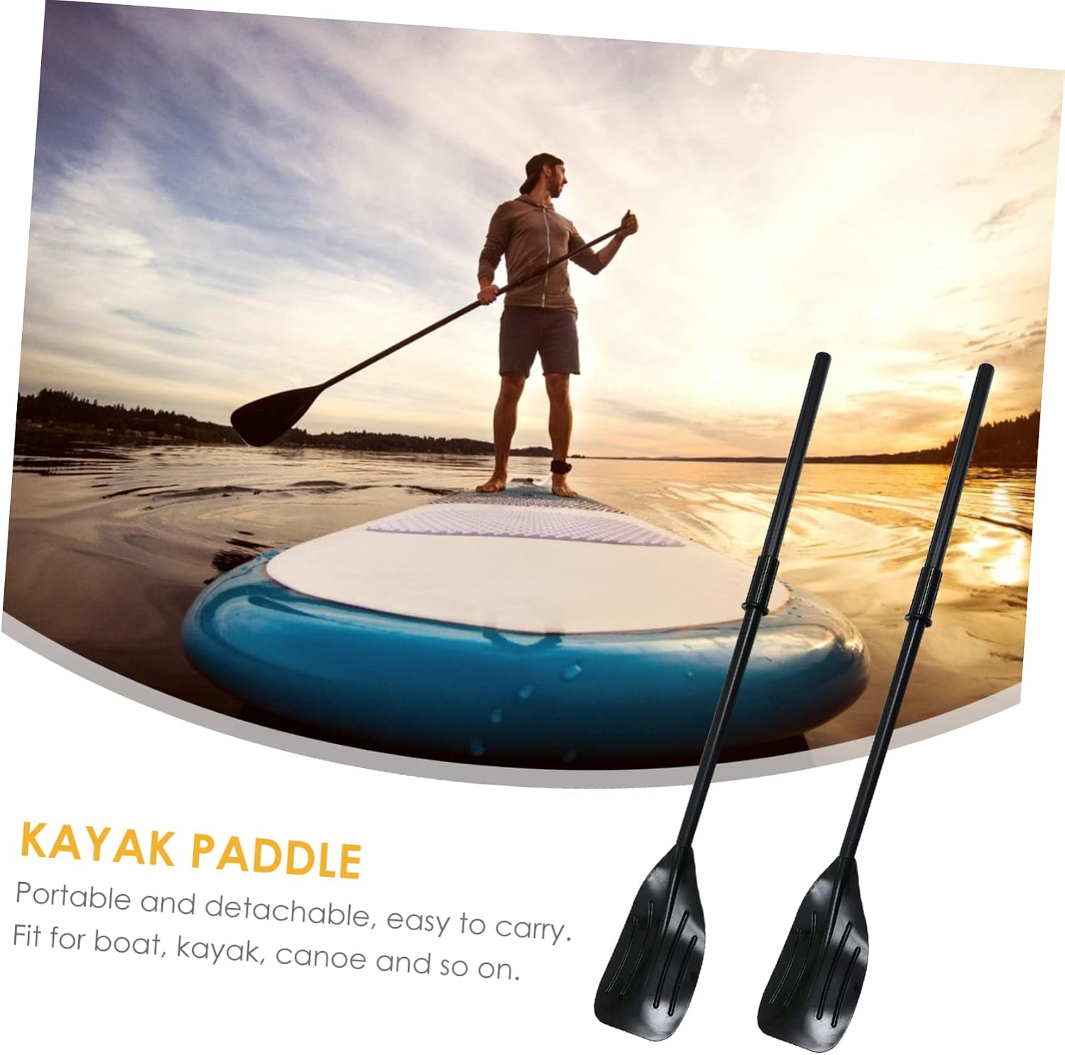 TOYANDONA 2Pcs Detachable Kayak Paddle Set PVC Plastic Oars for Boats Canoes and Kayaks Lightweight and Portable for Fishing and Water Sports Activities