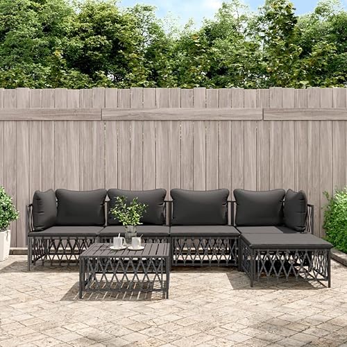 Miniatura 15 de Juego de muebles de jardín de 3 piezas, juego de muebles de patio al aire libre con cojines extraíbles, marco de acero con recubrimiento en polvo,