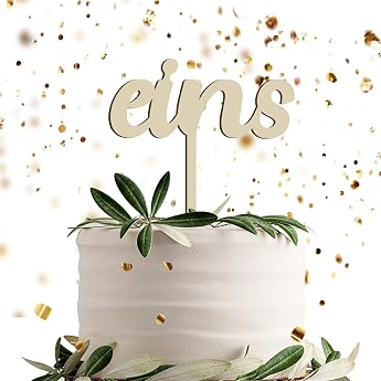 EINS Wooden Cake Topper Birthday Decoration for 1st Birthday One