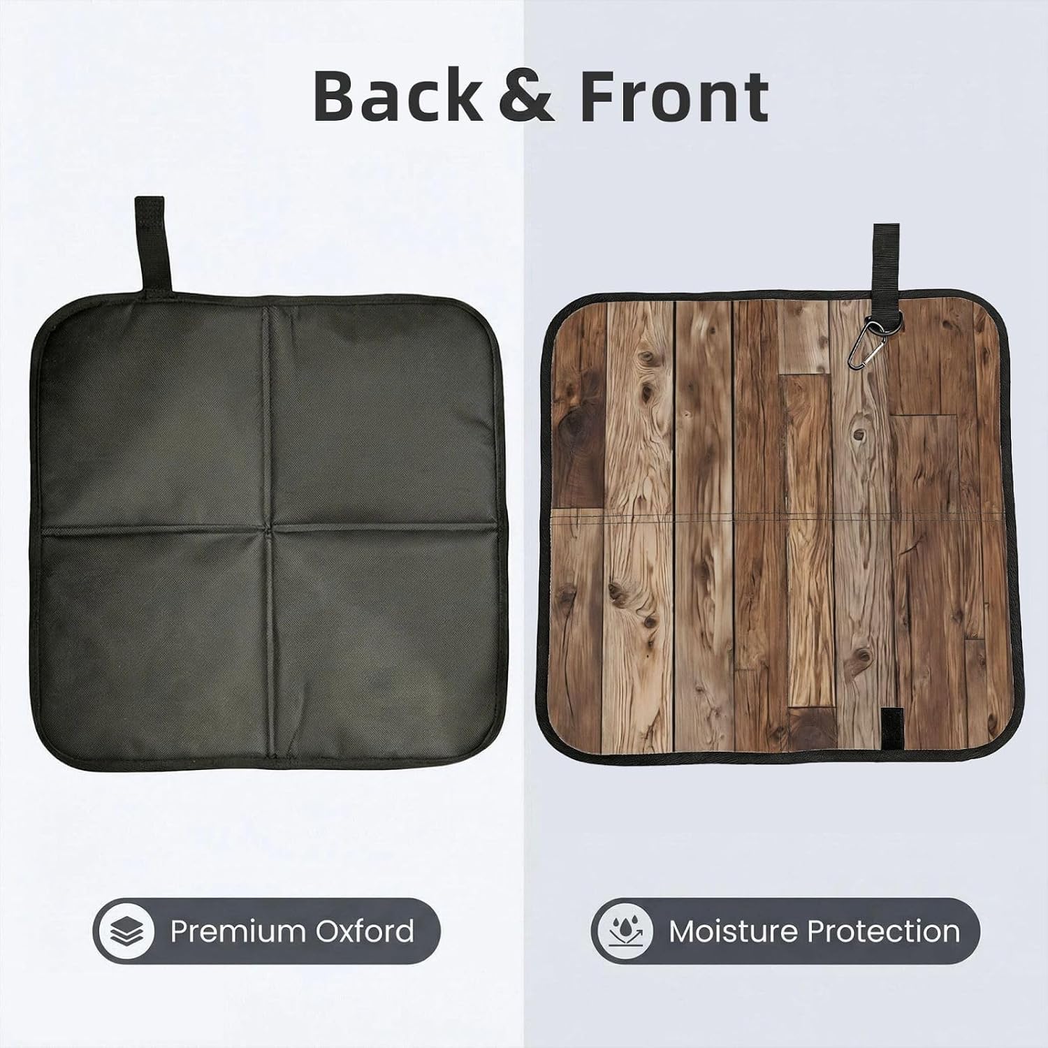 (Brown Wood) Sitting Pad Foldable Seat Cushion Lightweight Camping Seat Mat with Hook for Outdoor Hiking Picnic Camping