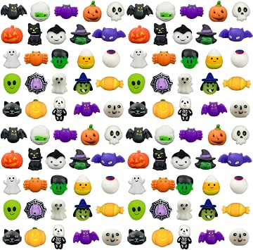 Anditoy 100 PCS Halloween Mochi Squishy Toys Squishies for Kids Girls Boys Halloween Party Favors Halloween Treat Bags Gifts