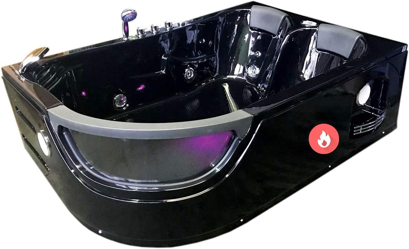 Whirlpool Bathtub Hydrotherapy Black hot tub Double Pump
