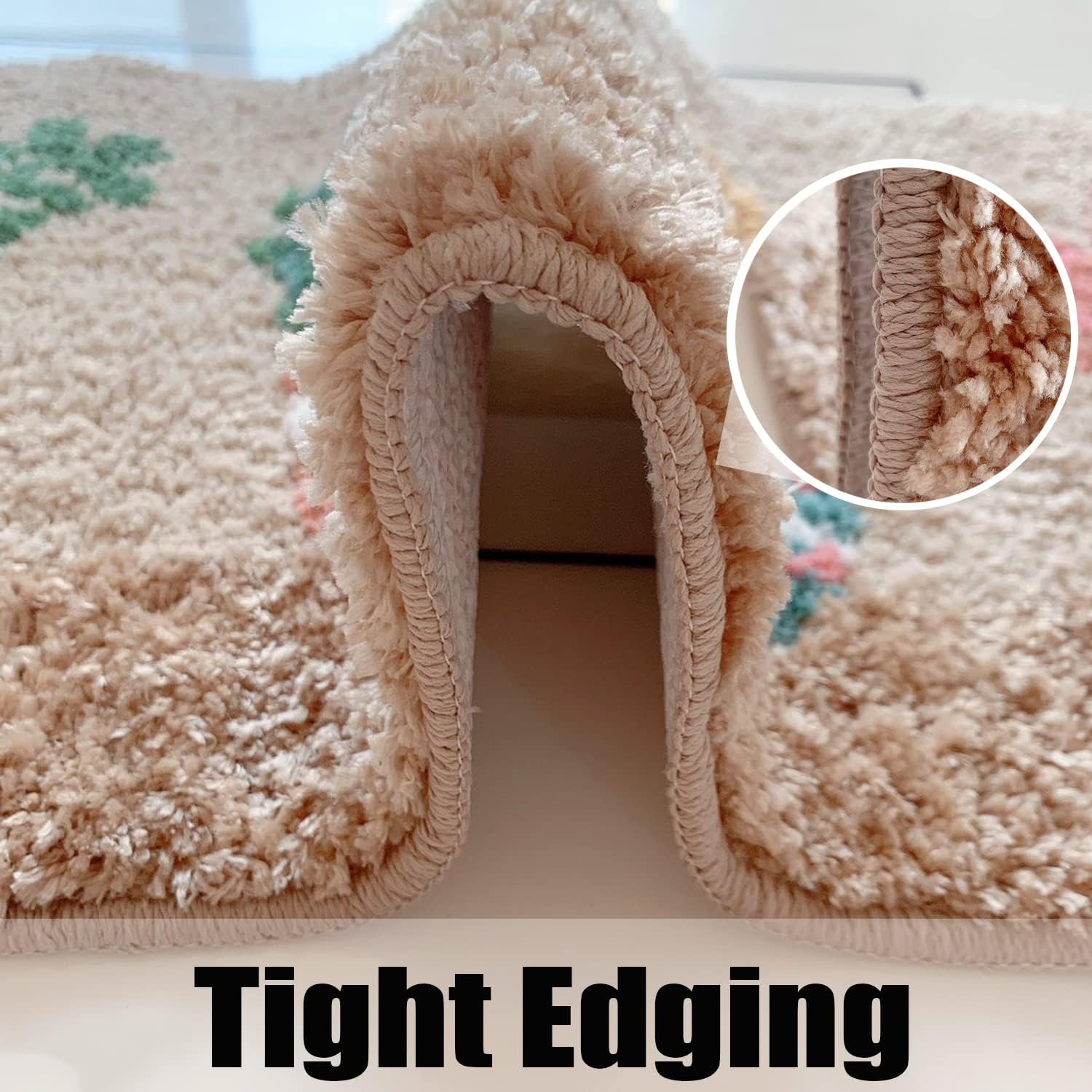 Curved Bath Rug, Corner Shower Mats Anti-Slip Bathroom Carpet Rugs Quadrant Curved Bath Rug Fanned Shower Mats, with Non-Slip Bottom, Absorbent, Washable, 17.7x39.4in