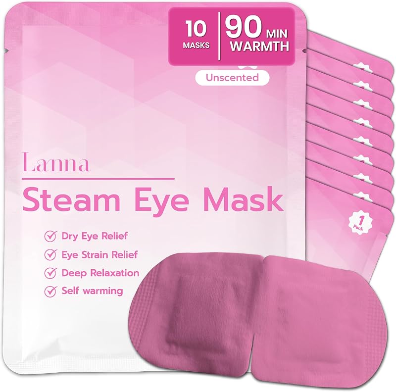 Máscara térmica descartável para os olhos LANNA, rosa sem fragrância, pacote com 10