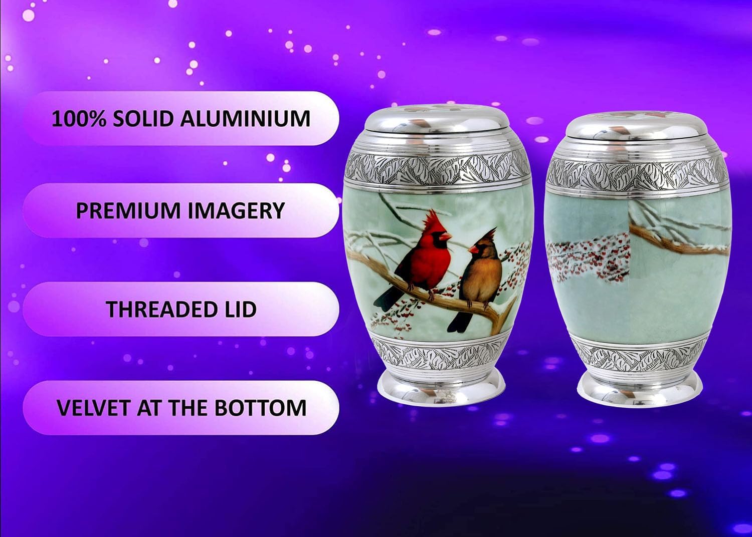 hlc Beautiful Cardinal Couple Bird Cremation Large Urn for Human Ashes - Handcrafted - Affordable Urn for Ashes (Adult (200 lbs), Urn), 10.5'' H x 6'' W x 6'' L (CFDS0012266)