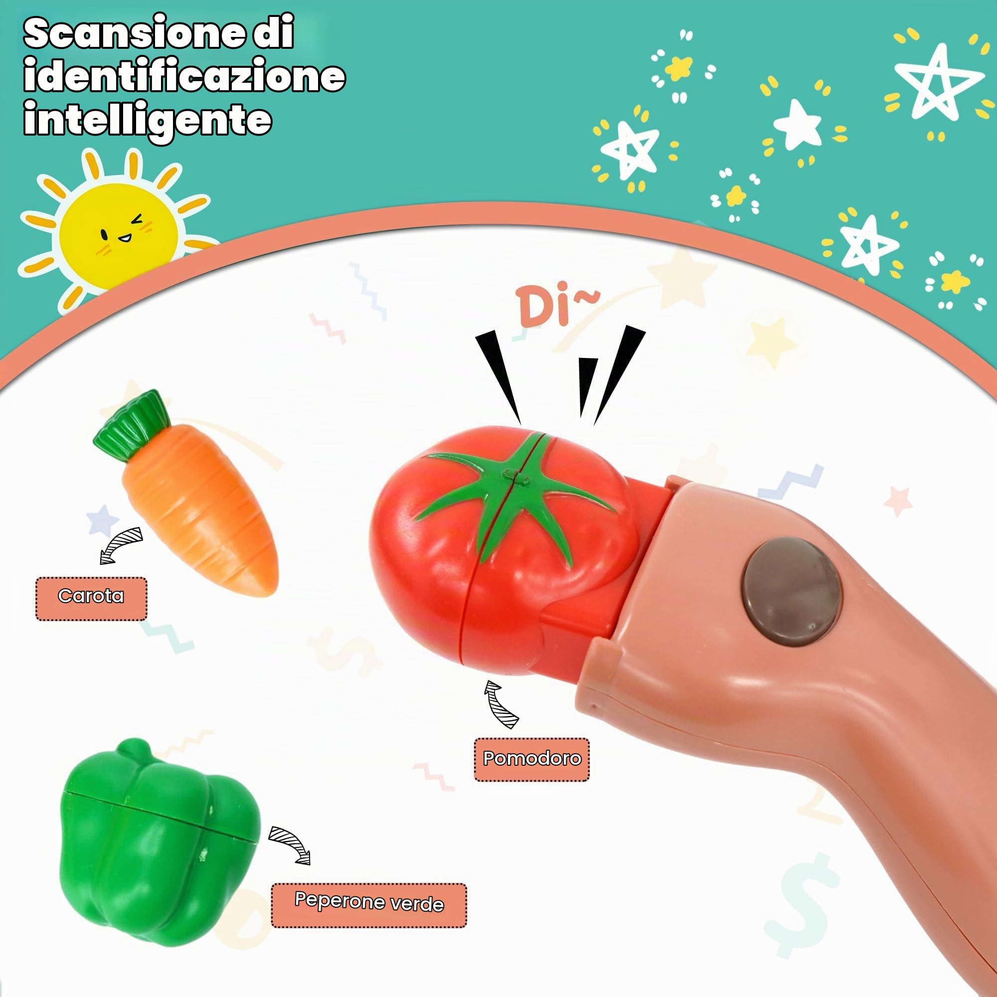 Registratore di Cassa Giocattolo con Scanner, Microfono, Suono, Nastro e Lettore di Carta Set di Accessori, Supermercato Giocattolo per Bambini 3 4 5 Anni Ragazza Ragazzo, Verde