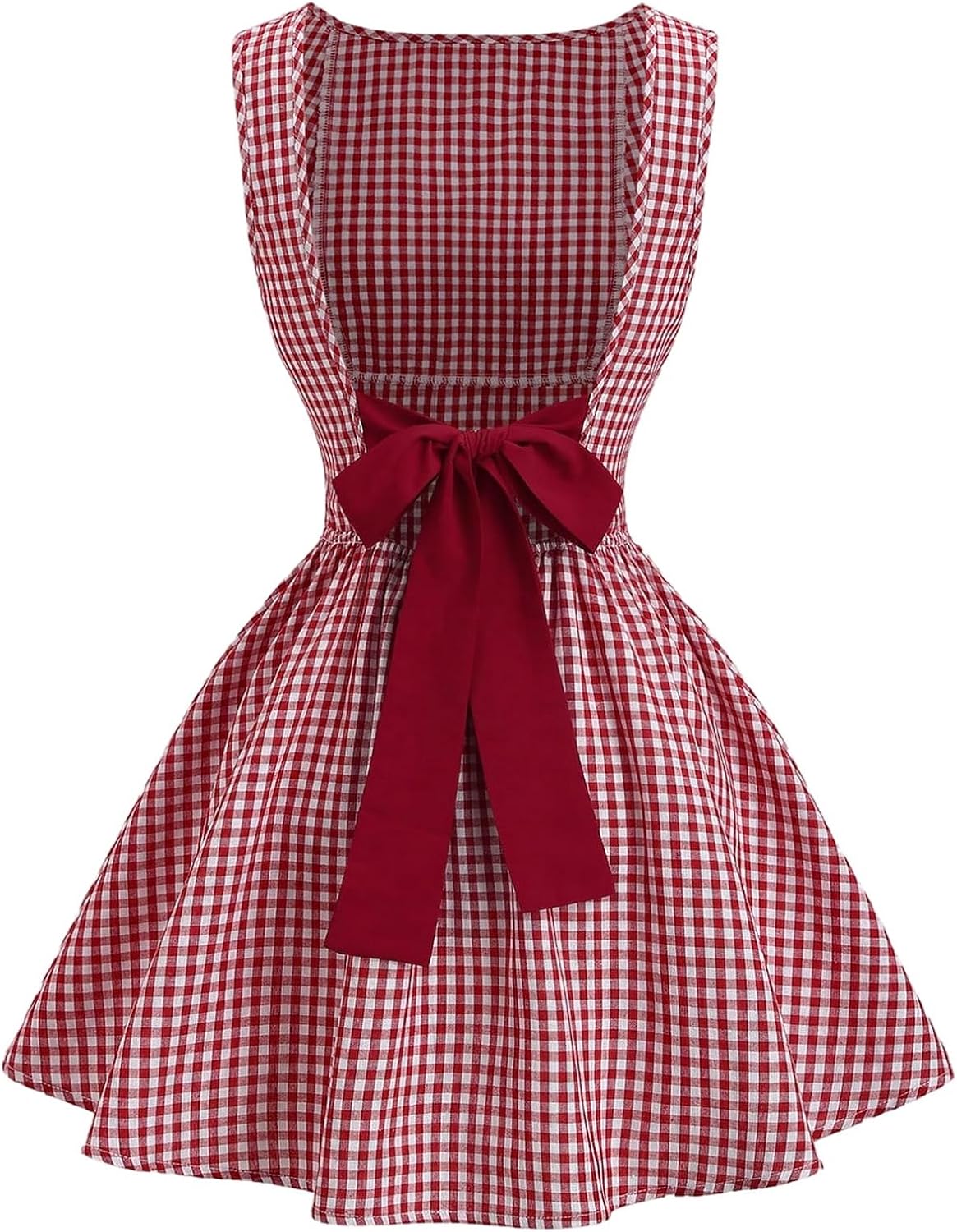 SHENHE Women's Gingham Mini Dress Tie Back Bowknot Y2K Flowy Sundress | Checkered,Backless,Sleeveless,Basque Waist,A Line,Retro,Fit And Flare Dress,For Picnic Dates