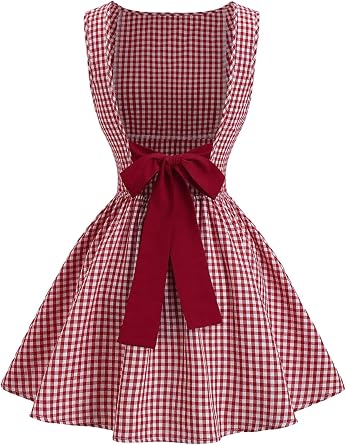 SHENHE Womens Gingham Mini Dress Tie Back Bowknot Y2K Flowy Sundress