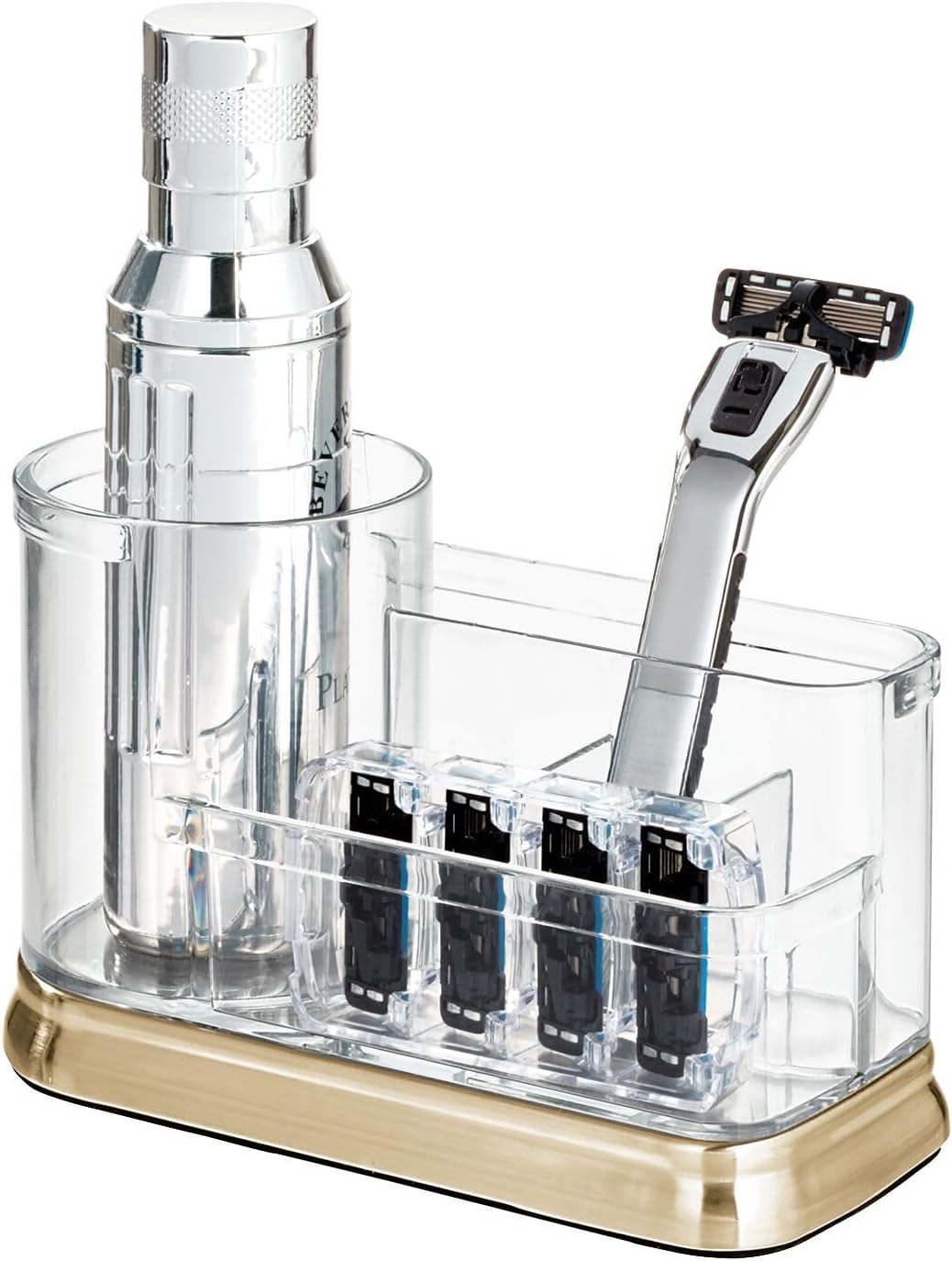 iDesign Divided Vanity Organizer, Clear/Soft Brass