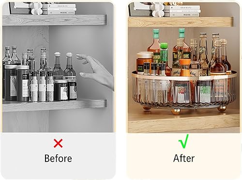 Miniatura 5 de Lazy Susan Organizador  Organizador de tocadiscos, giratorio para cocina, gabinete, despensa, mesa, nevera, baño, encimera, tocador (gris)