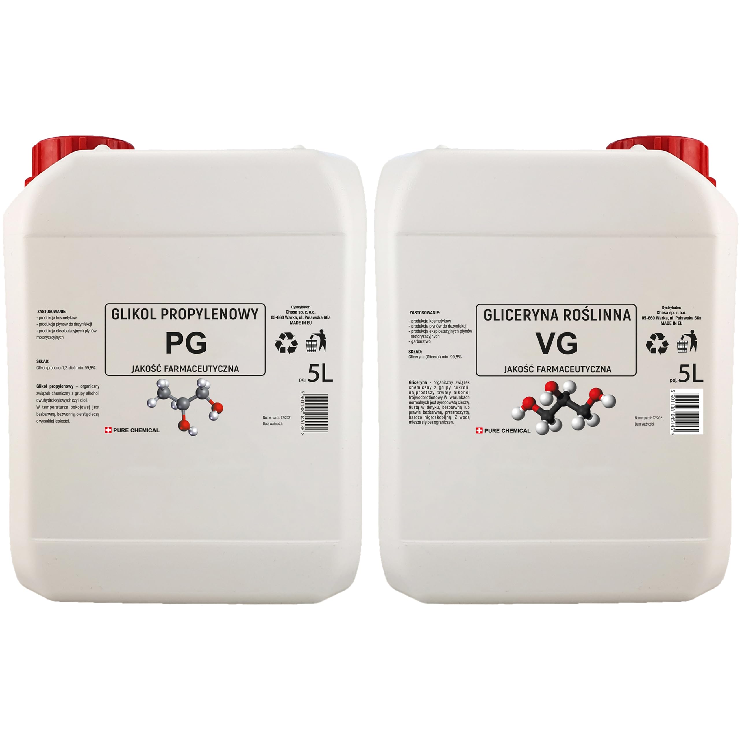 CHOSA Pflanzliches Glycerin + Propylenglykol Flüssig 2 x 5l Set