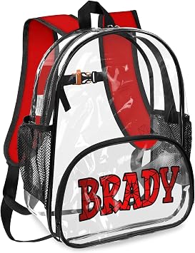 Personalized-Kids-Clear-Backpack for Boys Girls Custom Clear Bookbag Transparent Backpack for School Preschool Spider Wed Name-9