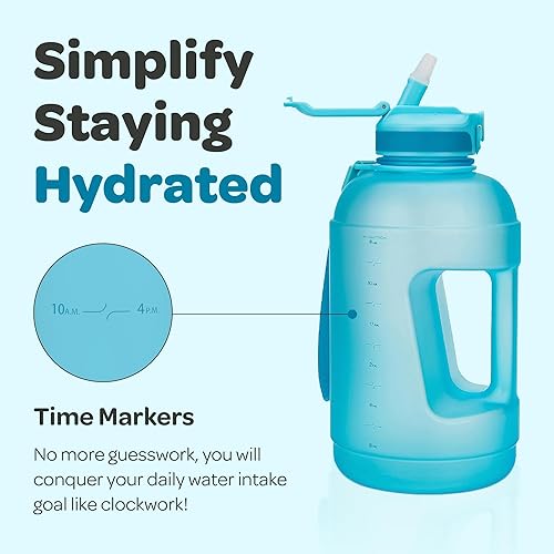 Miniatura 7 de Hydracy Botella de agua con marcador de tiempo, botella de agua grande sin BPA y funda sin sudor, botella de gimnasio a prueba de fugas con infusor