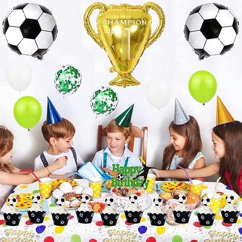 Miniatura 2 de 48 piezas de decoración de cupcakes de fútbol y envoltorios temáticos deportivos para fiestas de cumpleaños, selecciones de cupcakes de fútbol,