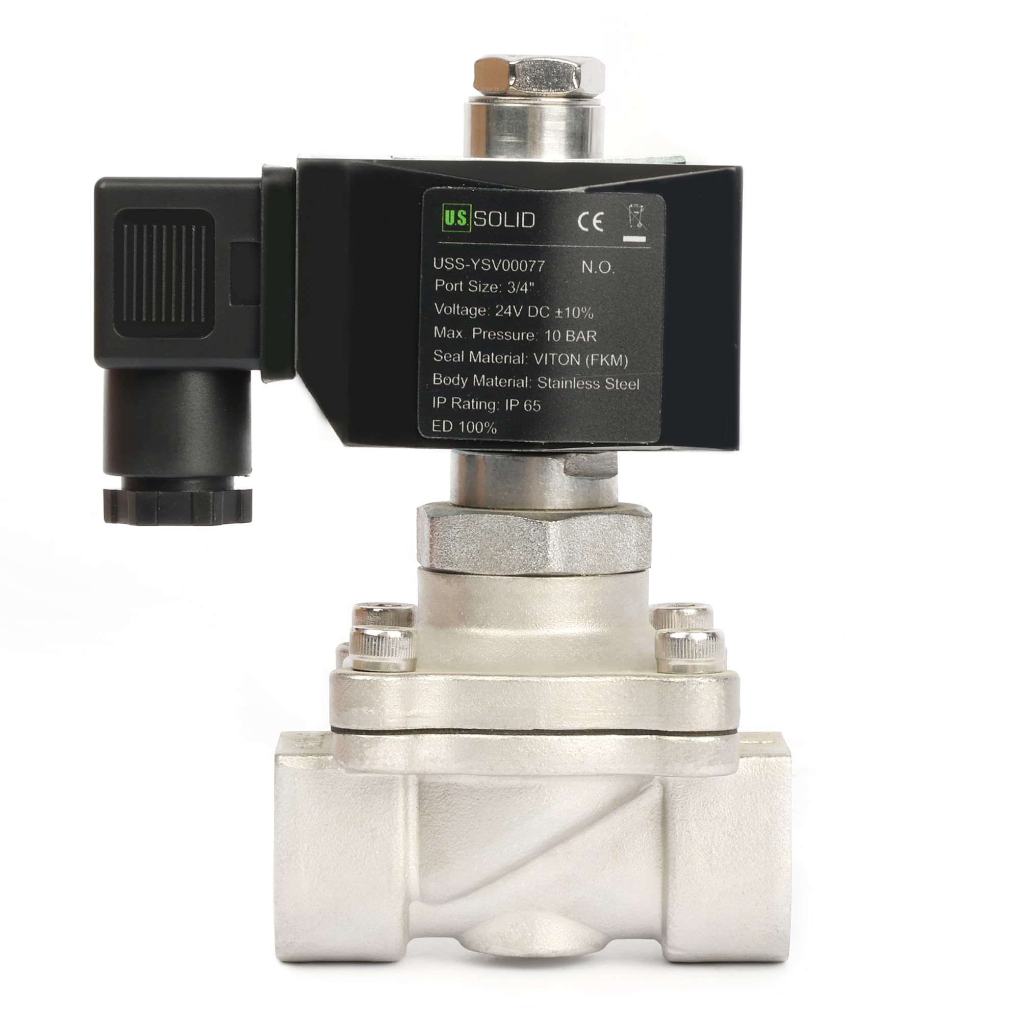 U.S. Solid Électrovanne acier inoxydable G 3/4" 24 V CC normalement ouvert 10 bar Solénoïde Valve d'eau électrique pour eau, air, diesel, kérosène et essence