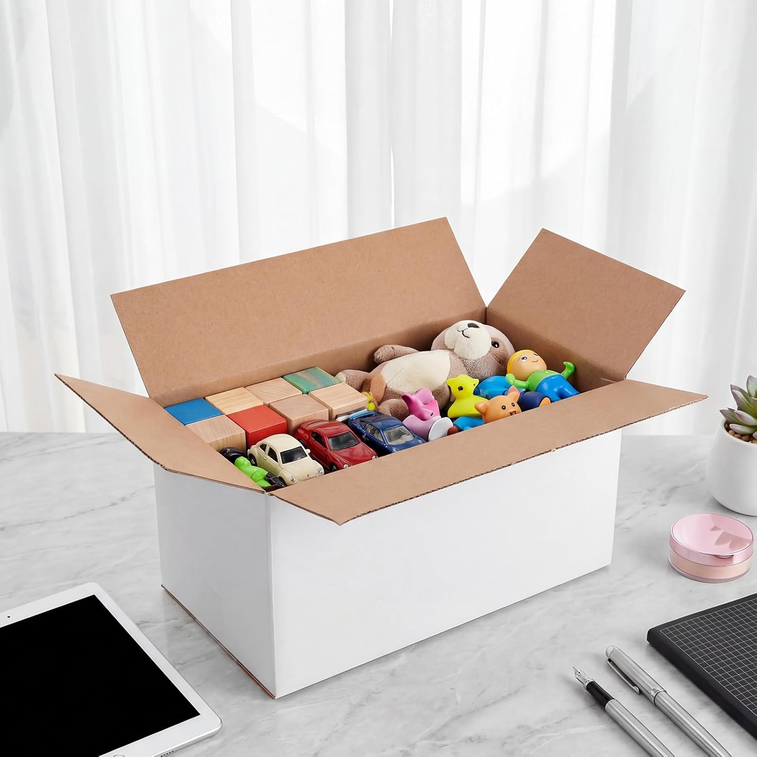 25 Pack Shipping Boxes 11x6x6, White Corrugated Cardboard Mailing Box for Mailing Business Packaging Storage Crafts Gifts