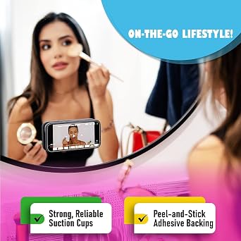 Suction Phone Case Mount, Silicone Hands Free Phone Accessory Holder, Mirror Shower Phone Holder, for Tiktok Videos and Selfies (Purple)