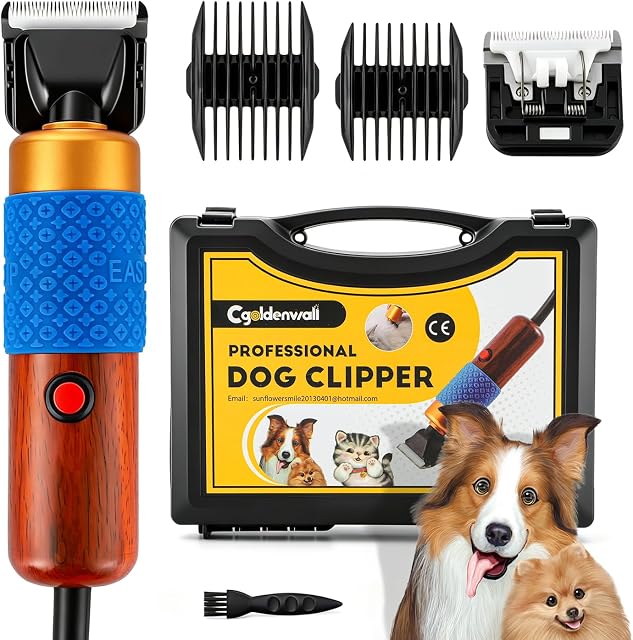 CGOLDENWALL Clipper pour chien pour le grooming 200W Clipper pour animaux avec lame de rechange, faible bruit et vibration, trimeur de grooming pour chien de mouton de chat 110-240V