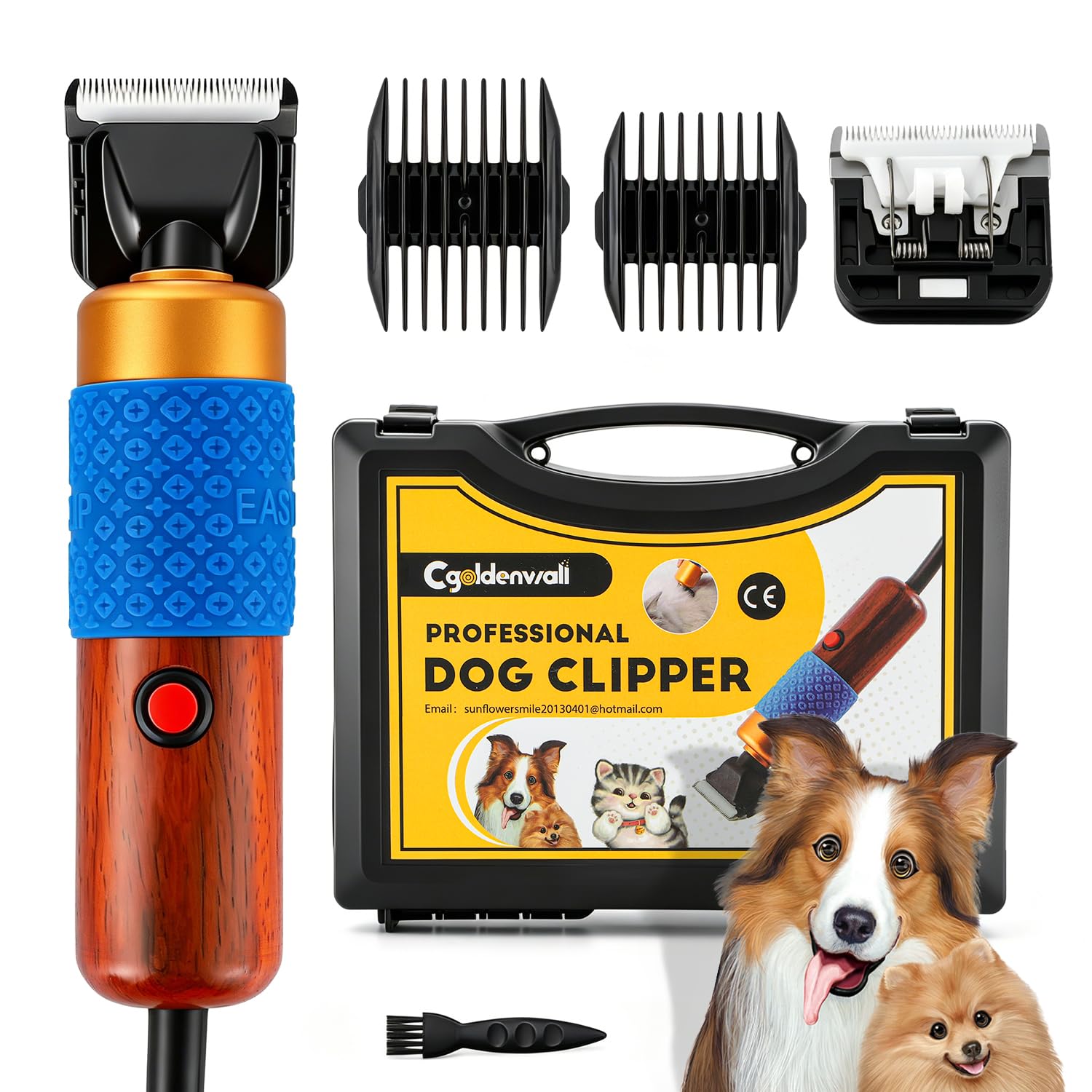 CGOLDENWALL Cortapelo para Mascotas 200W - Bajo Ruido y Vibración - Clippers para Animal Profesional con Cable de 3m Ideal para Conejo/Perro/Gato/Oveja y Otros Animales