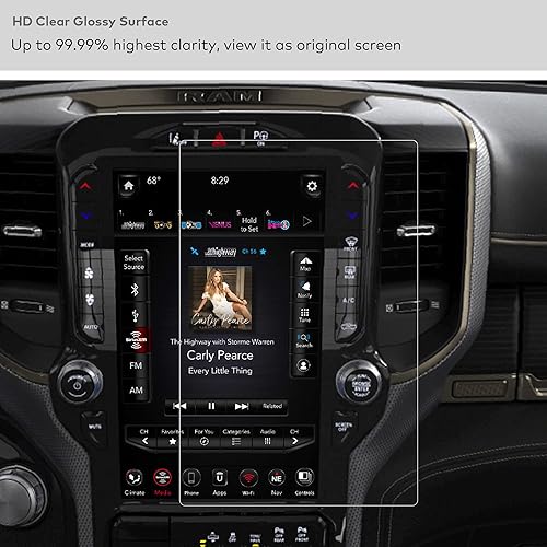 Miniatura 4 de Protector de pantalla de vidrio templado 9H diseñado para 2019, 2020, 2021, 2022, 2023, TRX Uconnect Dodge Ram 1500, 2500, 3500, 12 pulgadas,