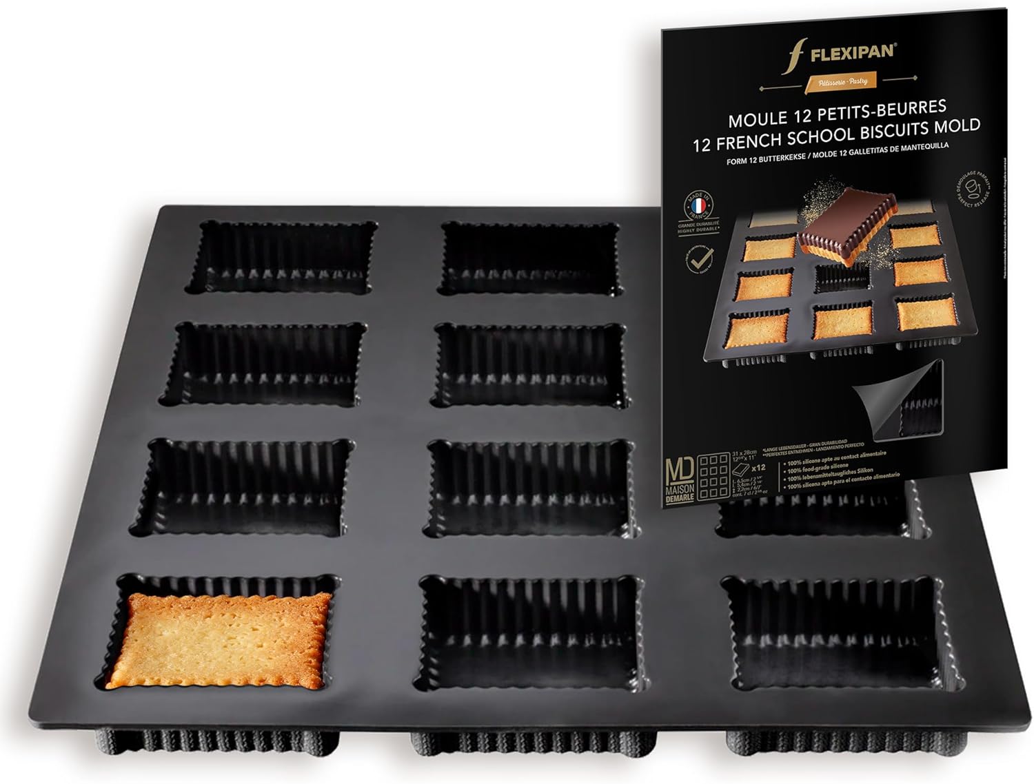 Flexipan by Silpat® #1 Original Non-Stick Baking Mold Handcrafted in France Since 1965 - Trusted by World-Class Chefs - Certified Food Safe Flexipan® Technology (12 French Cookie Mold)