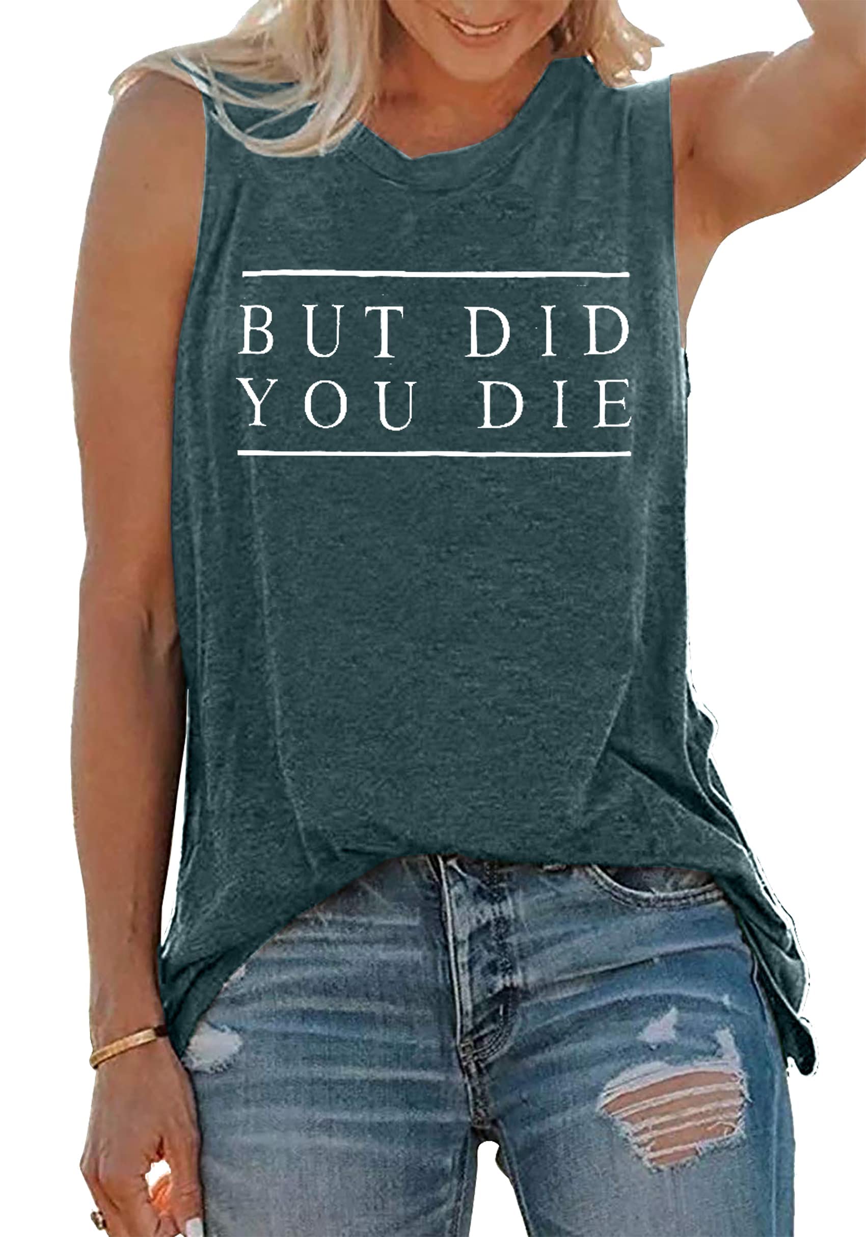 But Did You Die Muscle Tank Tops Women Funny Sayings Vest Casual Workout Sleeveless Tees Summer Vacation Beach Tank