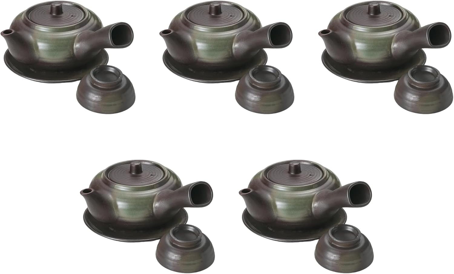 Set of 5 Black Blowing Teapot Tobins (320cc) | Earthenware Pot Mug, Made in China (Setomonohonpo)
