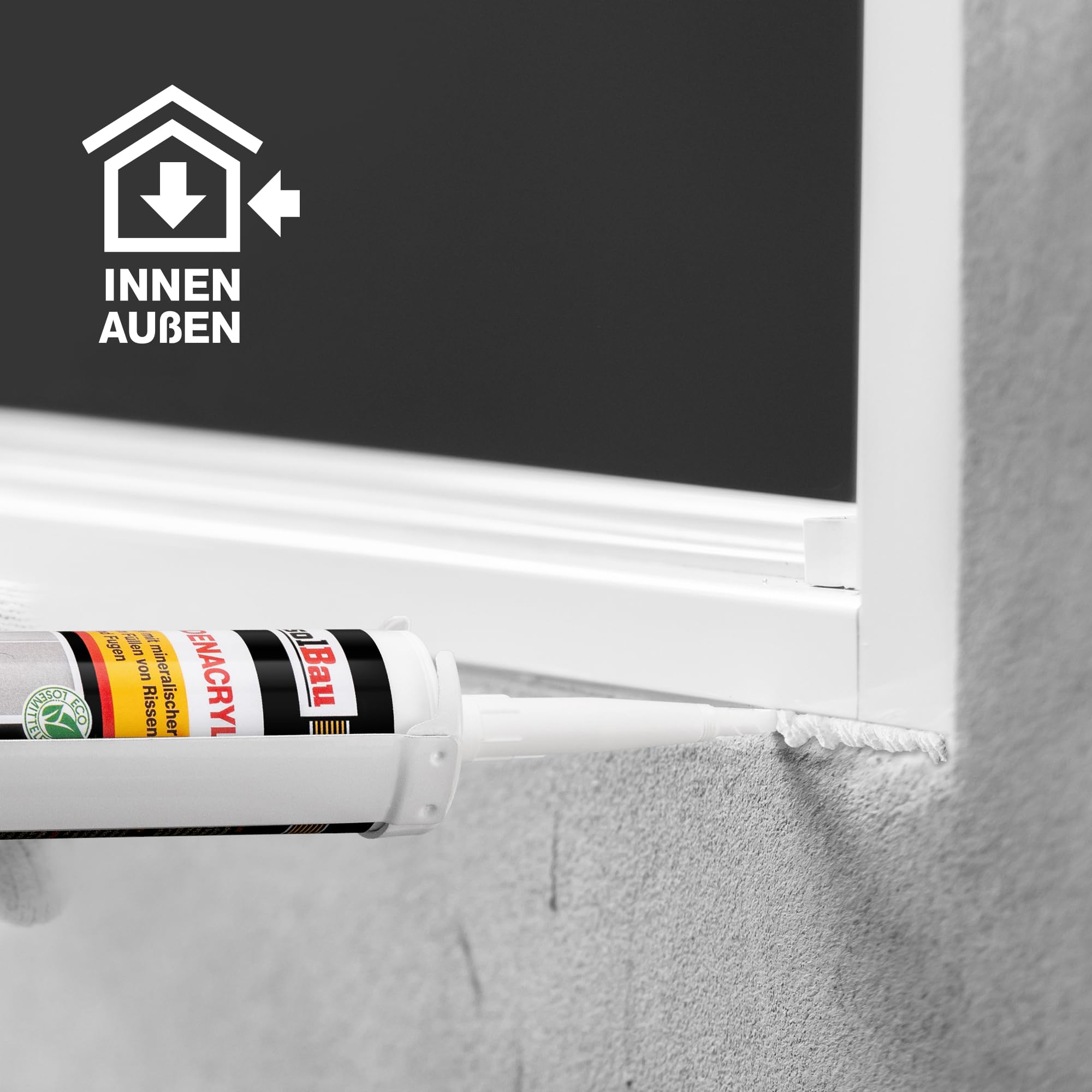 Isolbau Fassaden-Acryl - Acryl-Dichtstoff mit Körnung zum Füllen von Rissen & Fugen im Innen- & Außenbereich - Weiß, 24 x 300 ml Kartusche
