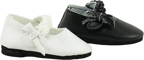 Miniatura 2 de American Fashion World - Juego de 2 pisos de perlas blancas y negras hechas para muñecas de 18.0in como muñecas americanas