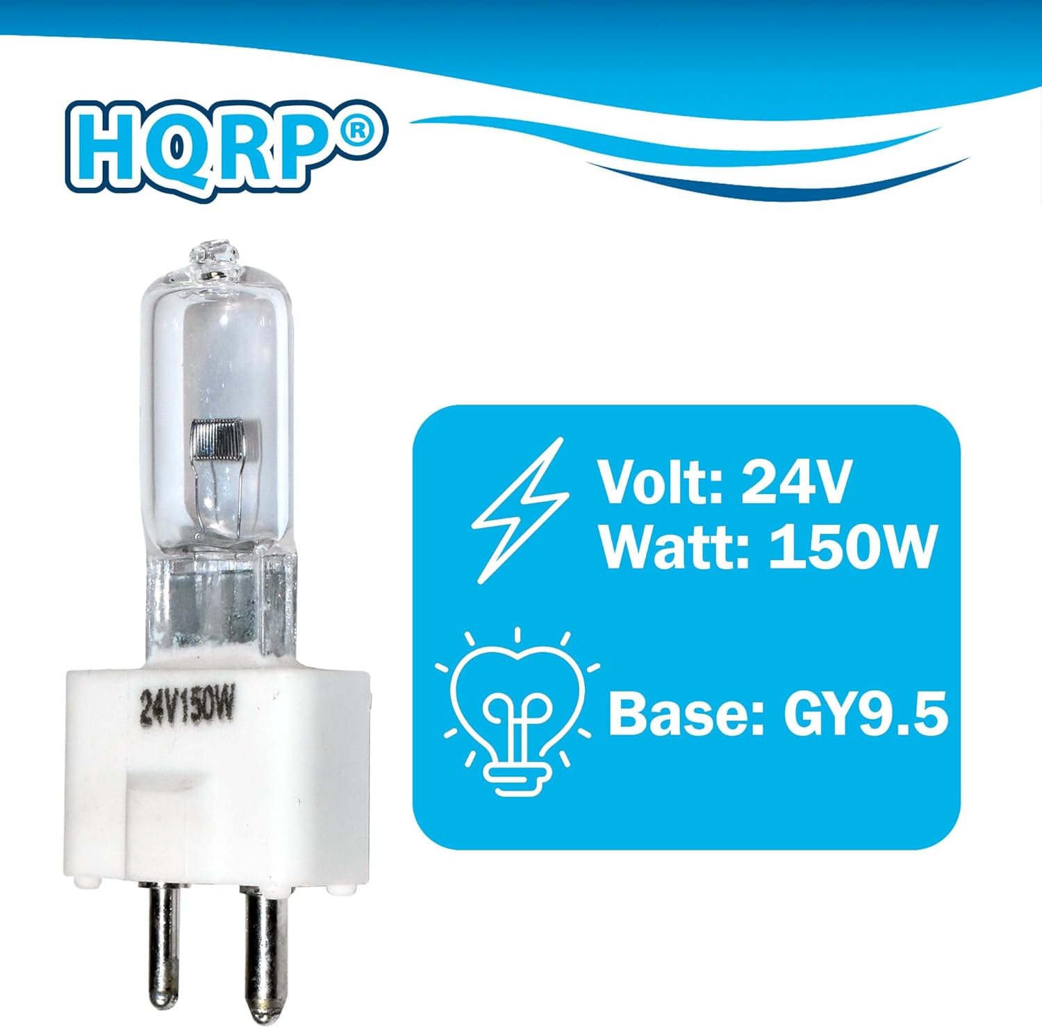 HQRP 4-Pack Halogen Bulb 24V 150W GY9.5 Compatible with Eureka Linear II Automatic/IV Automatic/MC-150 Manual/MC-150-C Manual