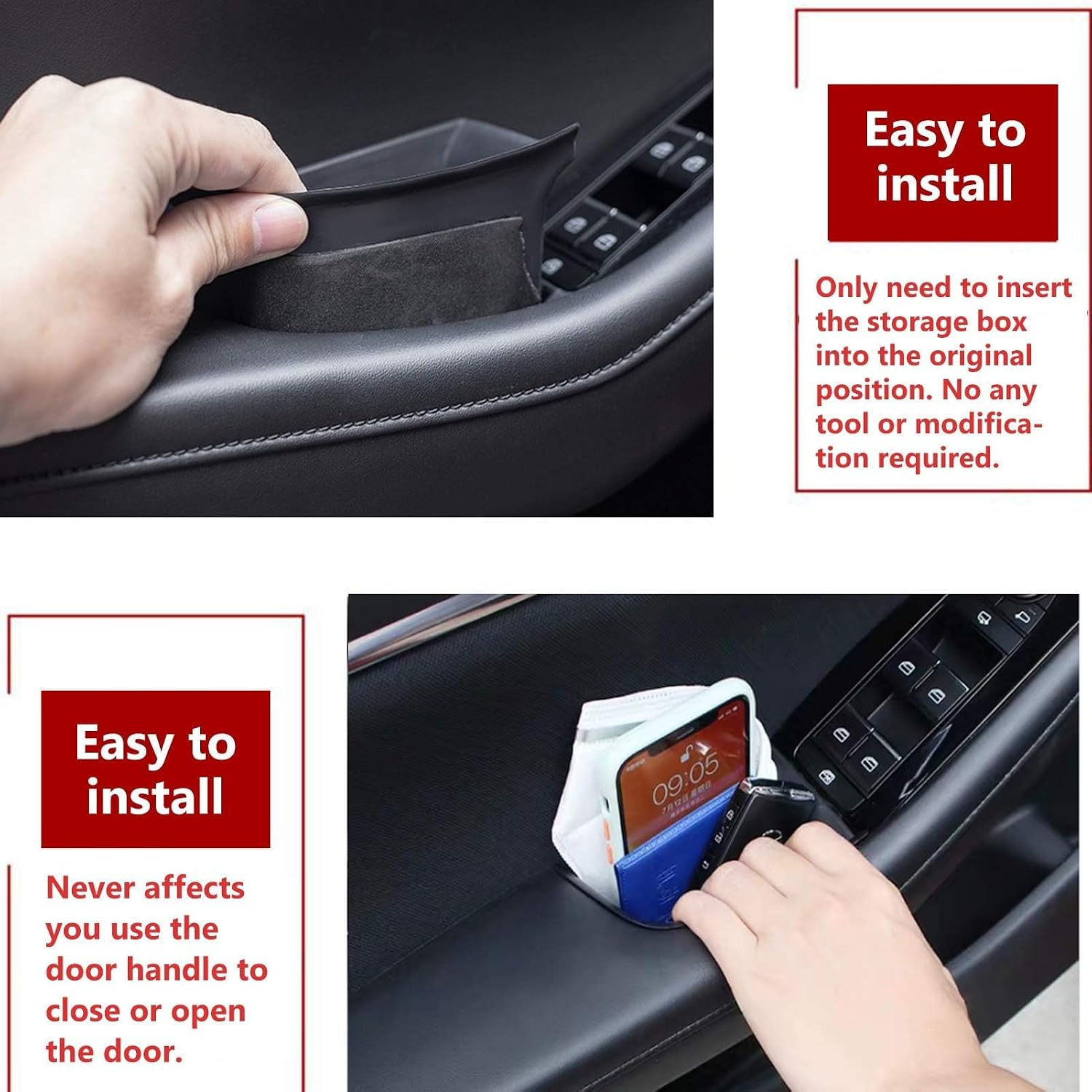 TTCR-II Compatible with Door Handle Organizer Tray Mazda 3 2019-2025 2026, Fits for Door Storage Box Mazda CX-30 2020-2025 at Driver and Front Passenger Side (2 Pcs)