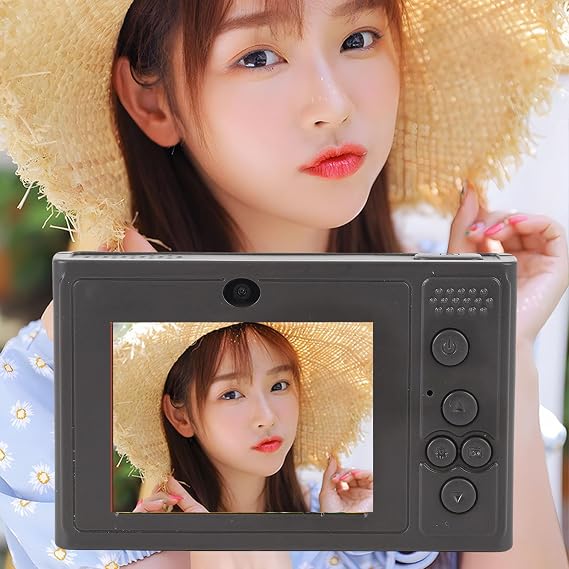 Digital Camera 48MP 1080P HD Mirrorless Camera Travel Photography 2.4 Inch Screen (Black)