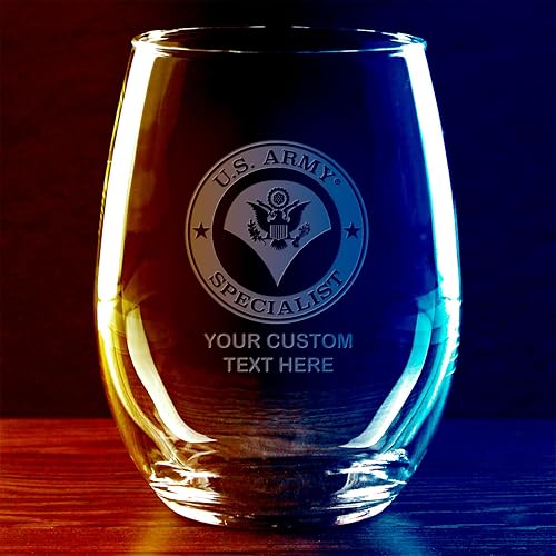 Miniatura 9 de 7.62 Design Copa de vino sin tallo personalizada de 21 oz de la 10 División de Montaña del Ejército de los Estados Unidos