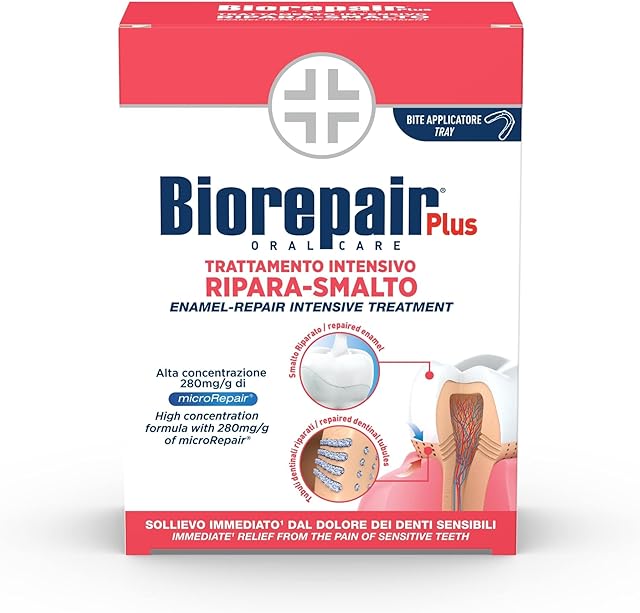 Biorepair, Leczenie odczulające, leczenie wrażliwych zębów, naprawa szkliwa, specjalne leczenie, opakowanie 50 ml z zapaleniem w zestawie