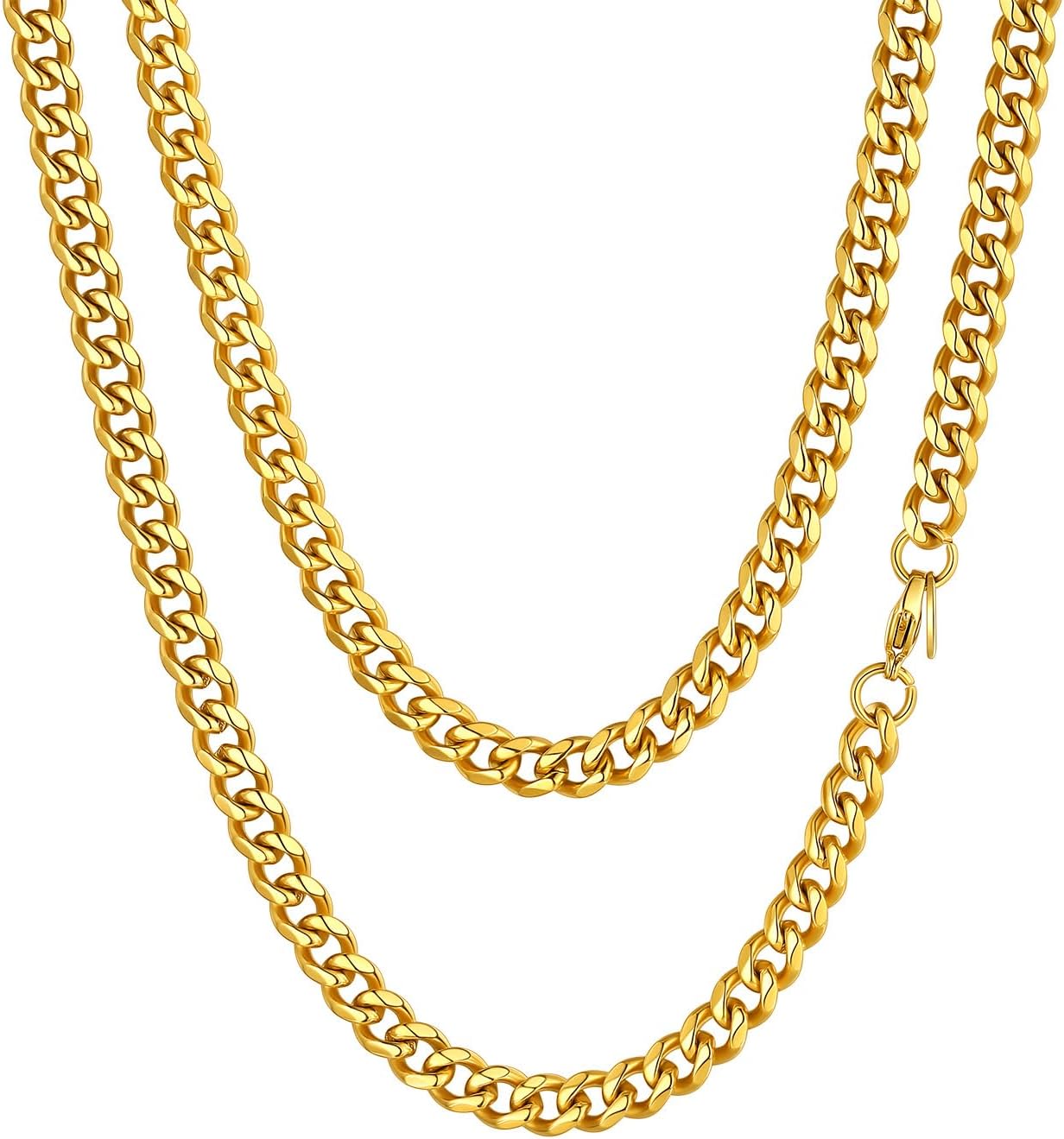 ChainsHouse Miami Cuban Chain Necklace for Men Women, 3mm/6mm/9mm/12mm Width, 316L Stainless Steel/14K Gold/Black Plated, Hypoallergenic Mens Hip Hop Chain, 14"/18"/20"/22"/24"/26"/28"/30"