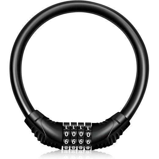 CLAPONE Bike Lock Bicycle Cable High Security Resettable Combination Coiling Bicycle Lock Heavy Duty Anti Theft Cable with Mounting Bracket (Keyless Numeric Bike Cable Lock, 40CM Multi-Purpose Lock)