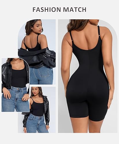 Miniatura 5 de FeelinGirl Body de una pieza para mujer, con tirantes delgados, moldeador de glúteos, pantalones cortos moldeadores de cuerpo