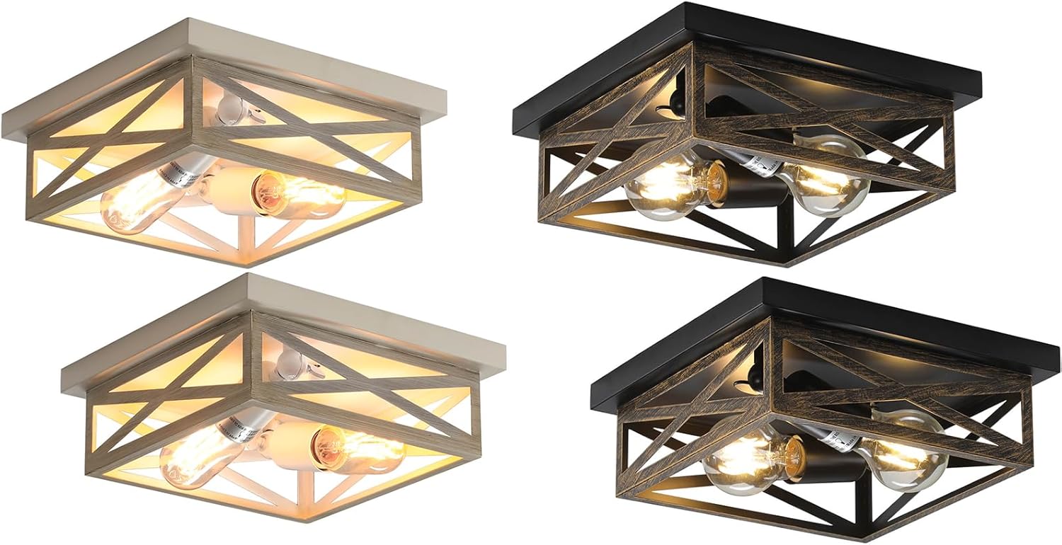 DIKAIDA 2Pcs Rustic Flush Light+2Pcs White Flush Light - Amazon.com