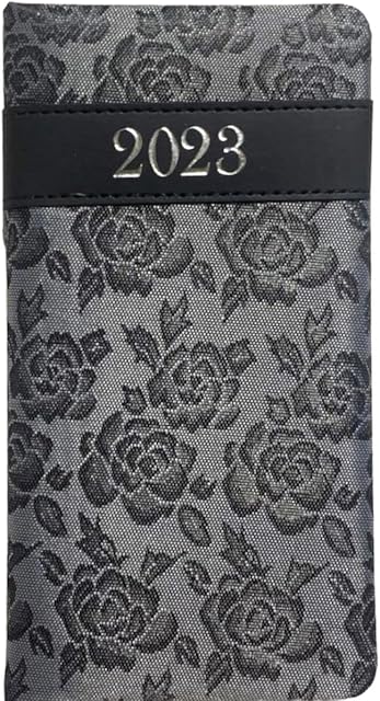 2023 Slim Week to View Fabric Embroidered Two Tone Roses Diary (Pink)