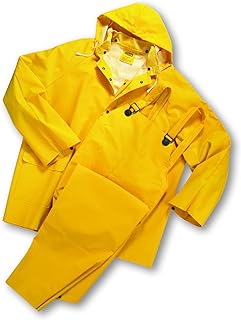 West Chester 4035FR Polyester Rain Suit [Yellow] X-Large, 0.35 mm PVC Coating, Limited Flammability, Flame Resistant Suit
