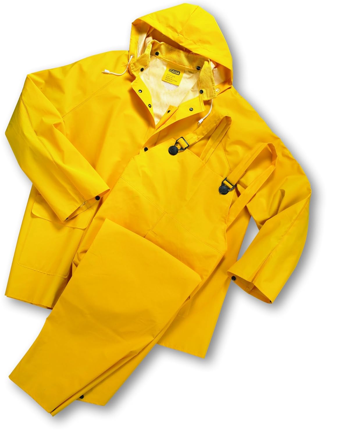 West Chester 4035 Polyester Rain Suit [Yellow] 7X- Large, 0.35 mm PVC Coating, 3 Pcs Suit with Jacket, Removable Hood, Overall