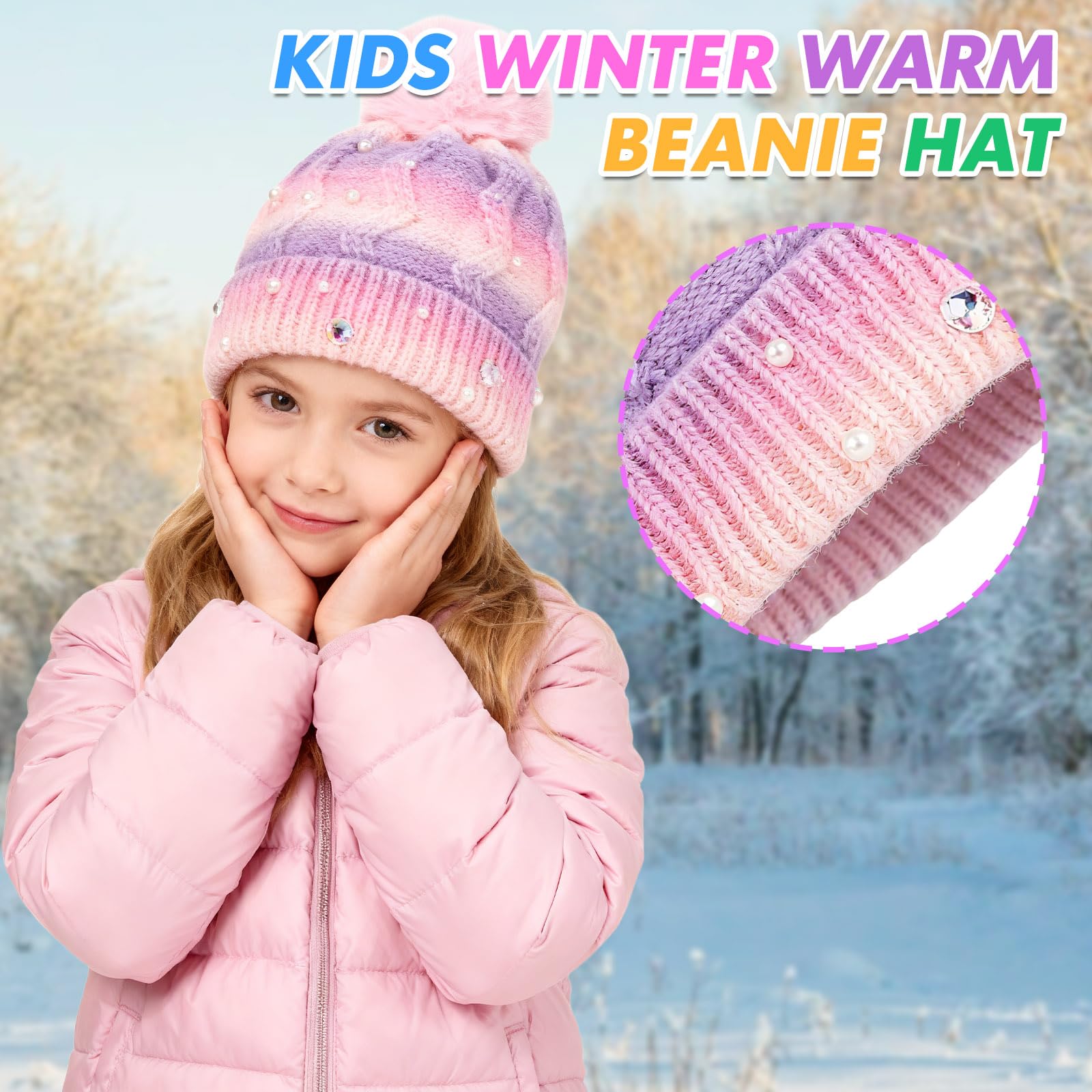 PinkSheep Girls Pink Winter Hat, Rosa, 50-60