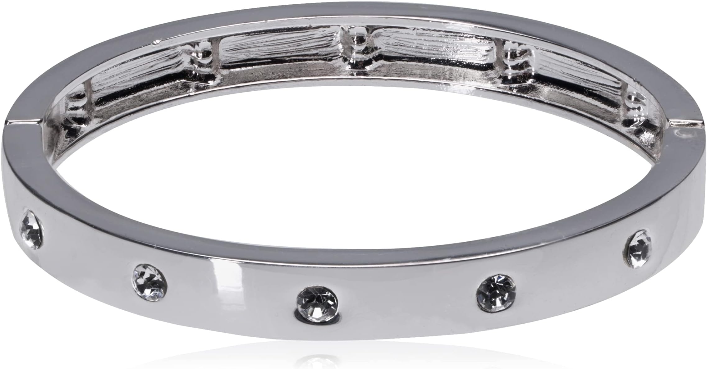 Narrow Hinge with Crystal Bangle Bracelet, 7 8 inch