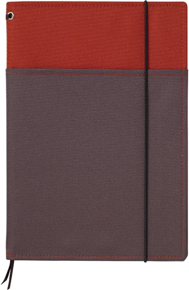 Kokuyo Systemic Refillable Notebook Cover - A5 (5.8" X 8.3") - Normal Rule - 24 Lines X 40 Sheets - Red / Gray