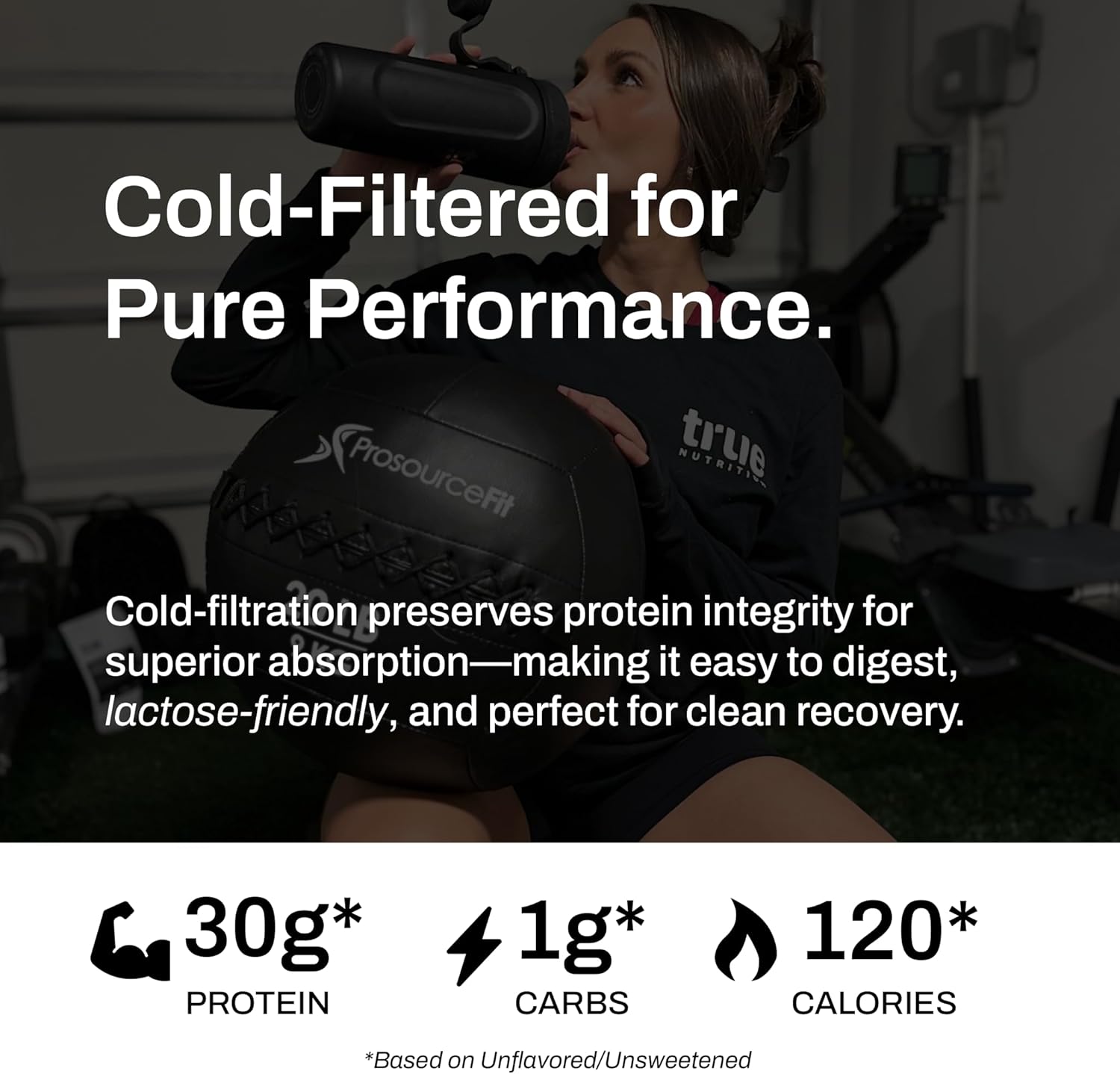 True Nutrition Whey Protein Isolate Powder - Cold-Filtered, 30g Protein per Serving - Unflavored & Unsweetened, No Additives - Keto, Gluten Free, Lactose Free, Non-GMO - 1lb