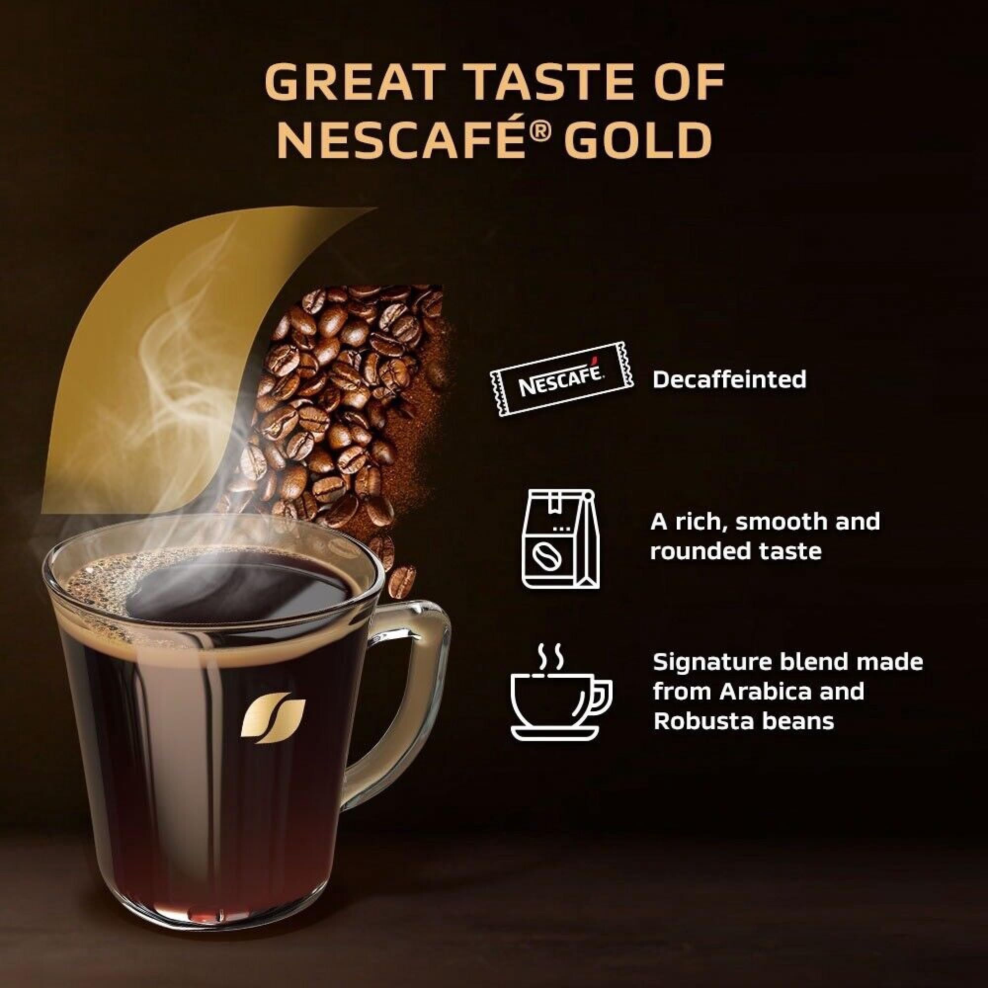Nescafe Gold Blend bezkofeinowa kawa mielona, bogaty aromat i gładki smak, 95 g, 6 szt