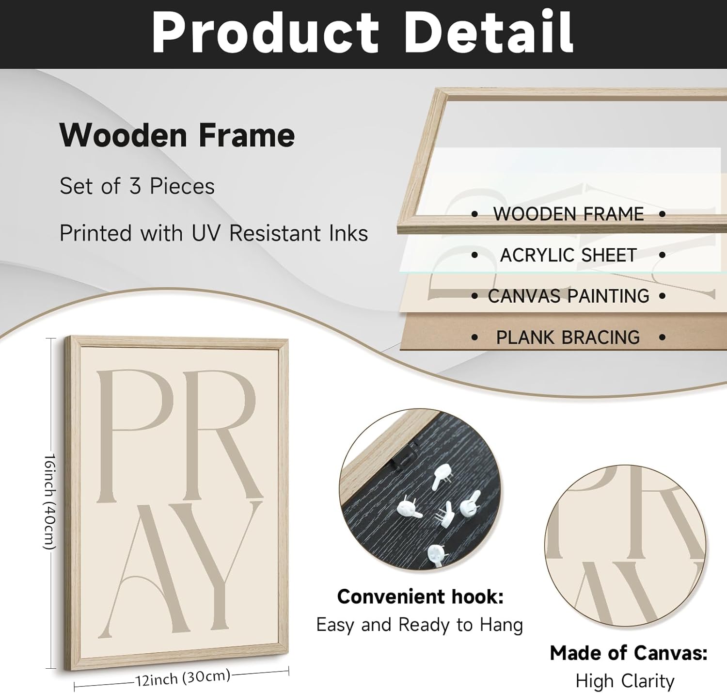 Neutral Christian Wall Art Bible Verses Canvas Wall Decor Scripture Pictures Minimalist Religious Posters Inspirational Prints Modern Painting for Bedroom Living Room 12x16 Inch Framed Set of 3